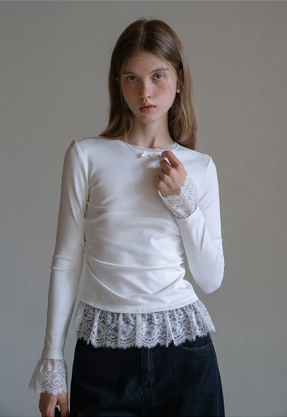 Womens White Long Sleeve Top