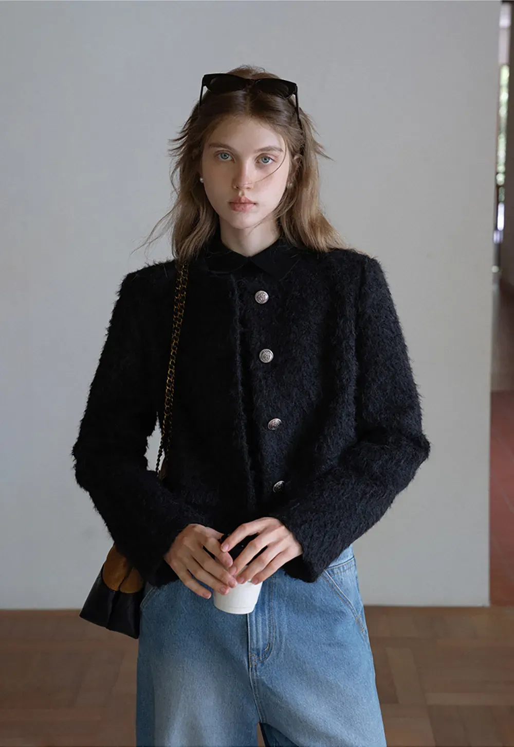 Fuzzy Button Up Jacket