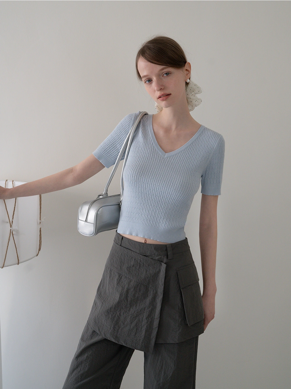 V-Neck Ribbed Knit Top
