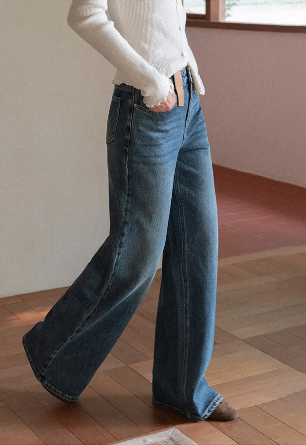 Vintage Wash Wide-Leg Jeans