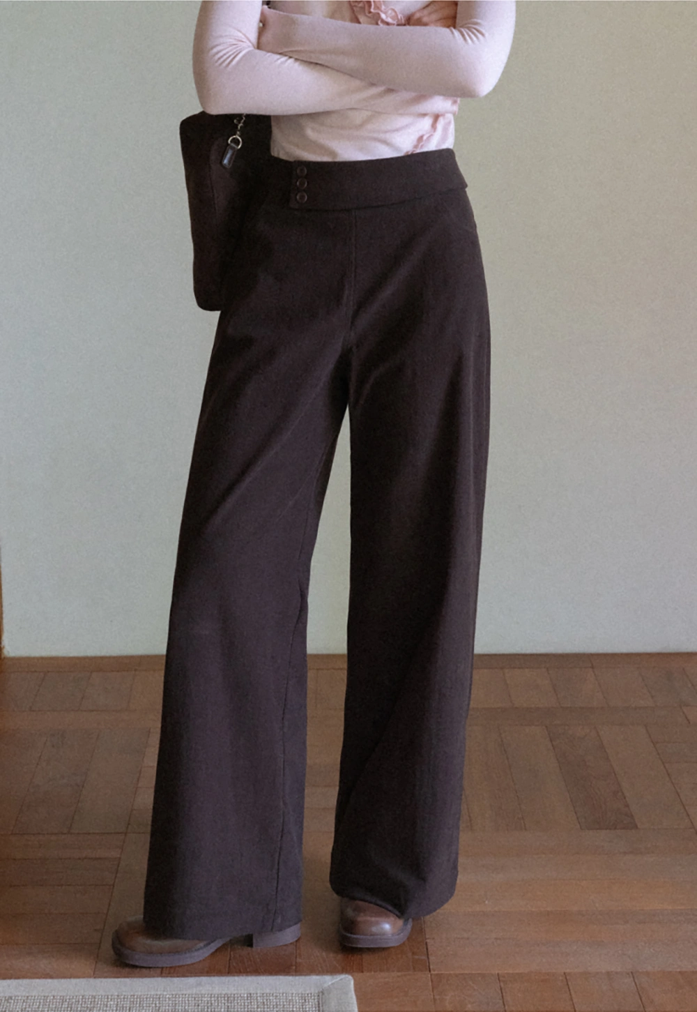 High Waist Corduroy Wide Leg Pants