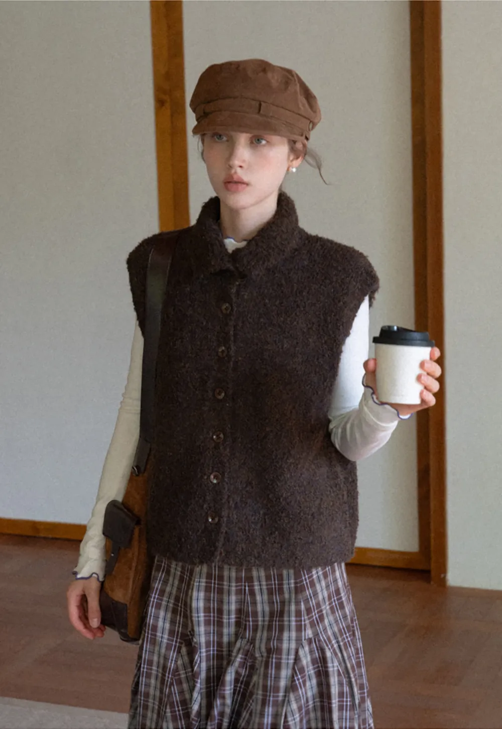 Button-Up Knit Vest with Collar