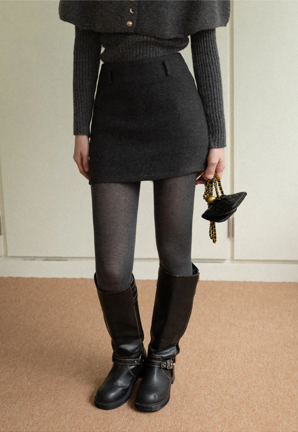 High-Waisted A-Line Wool Skirt