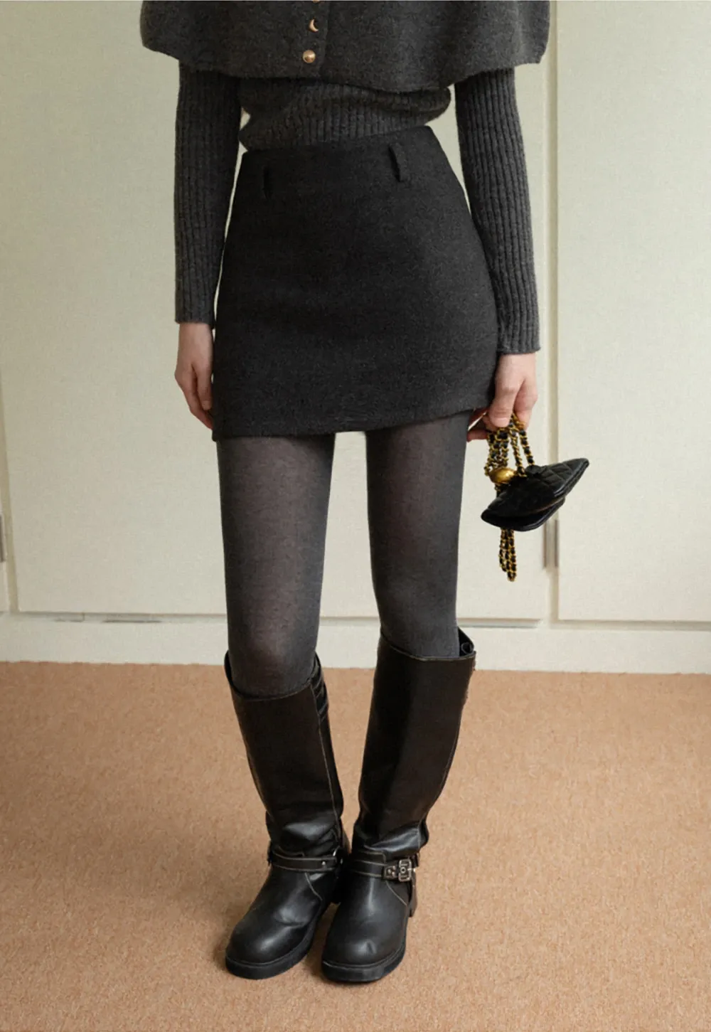 High-Waisted A-Line Wool Skirt