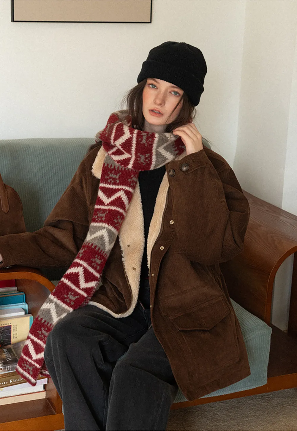 Collar Detail Knit Sweater with Side Button Hem