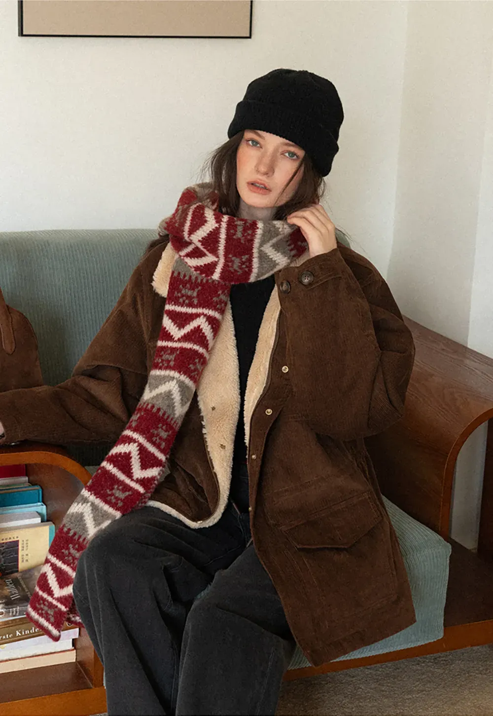 Collar Detail Knit Sweater with Side Button Hem