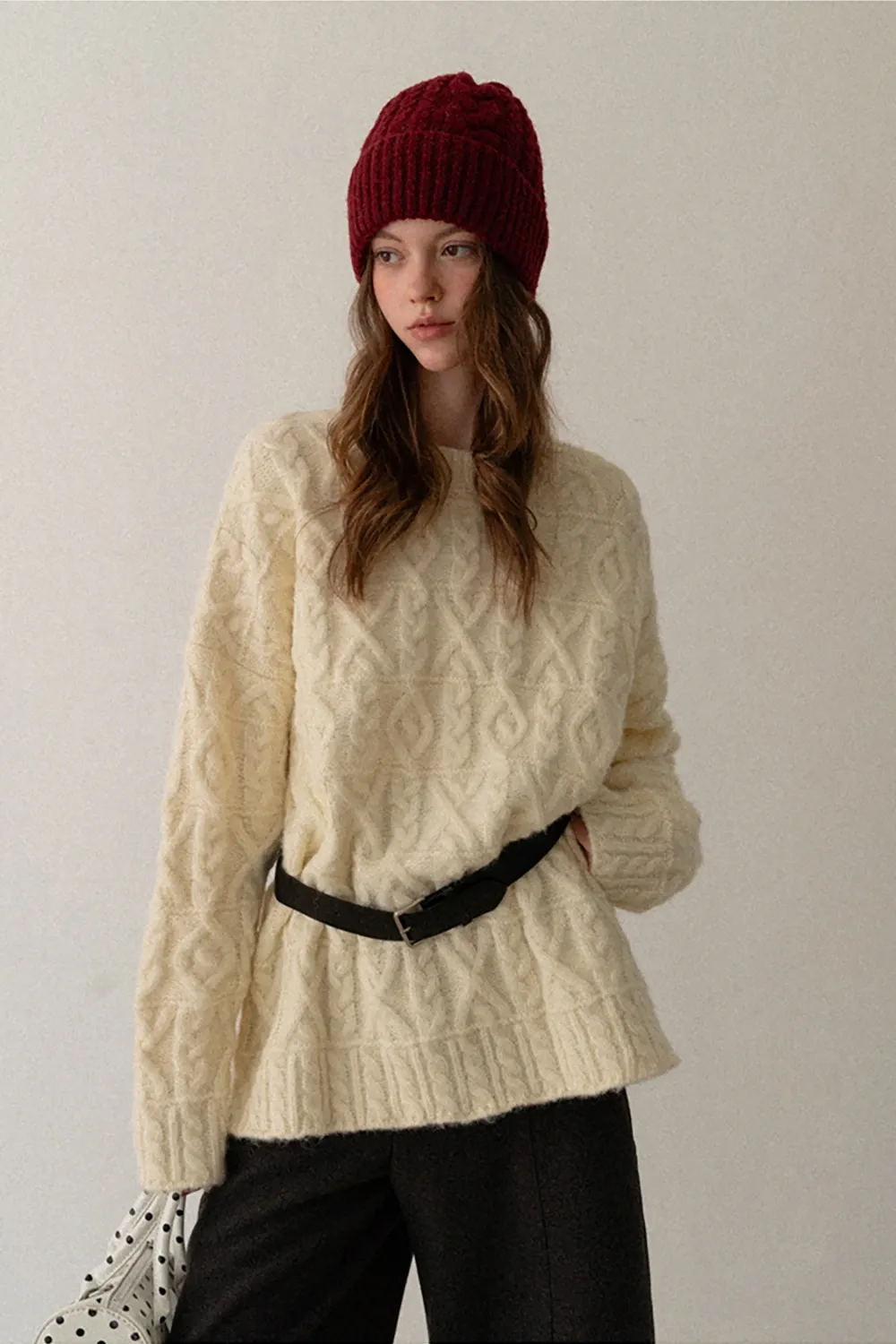 Cable Knit Diamond Pattern Sweater