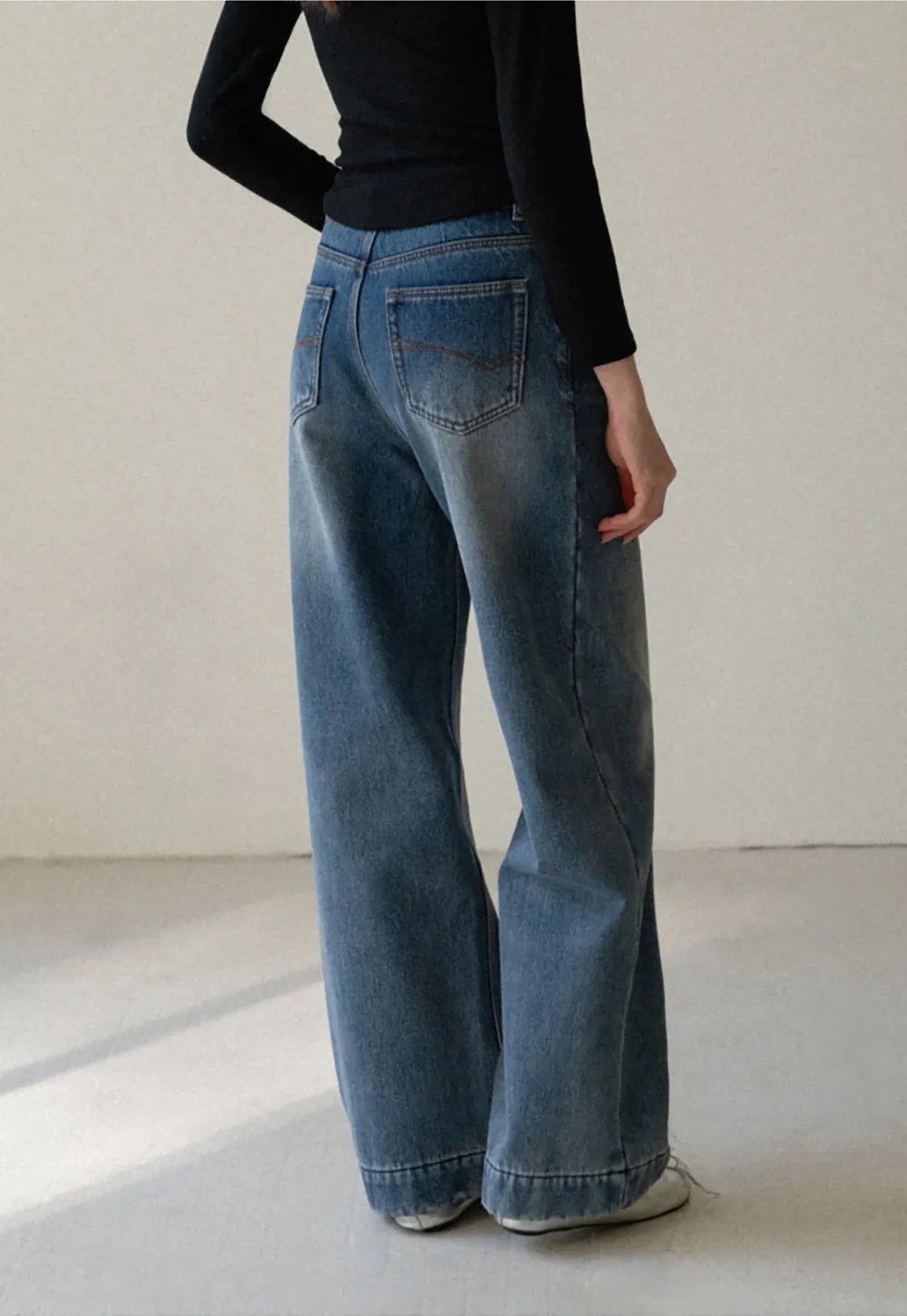 Women Wide-Leg High-Waisted Denim Jeans