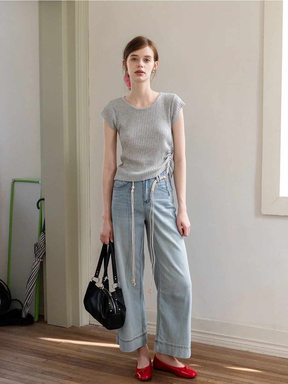 Women's Ribbed Tie-Side Top