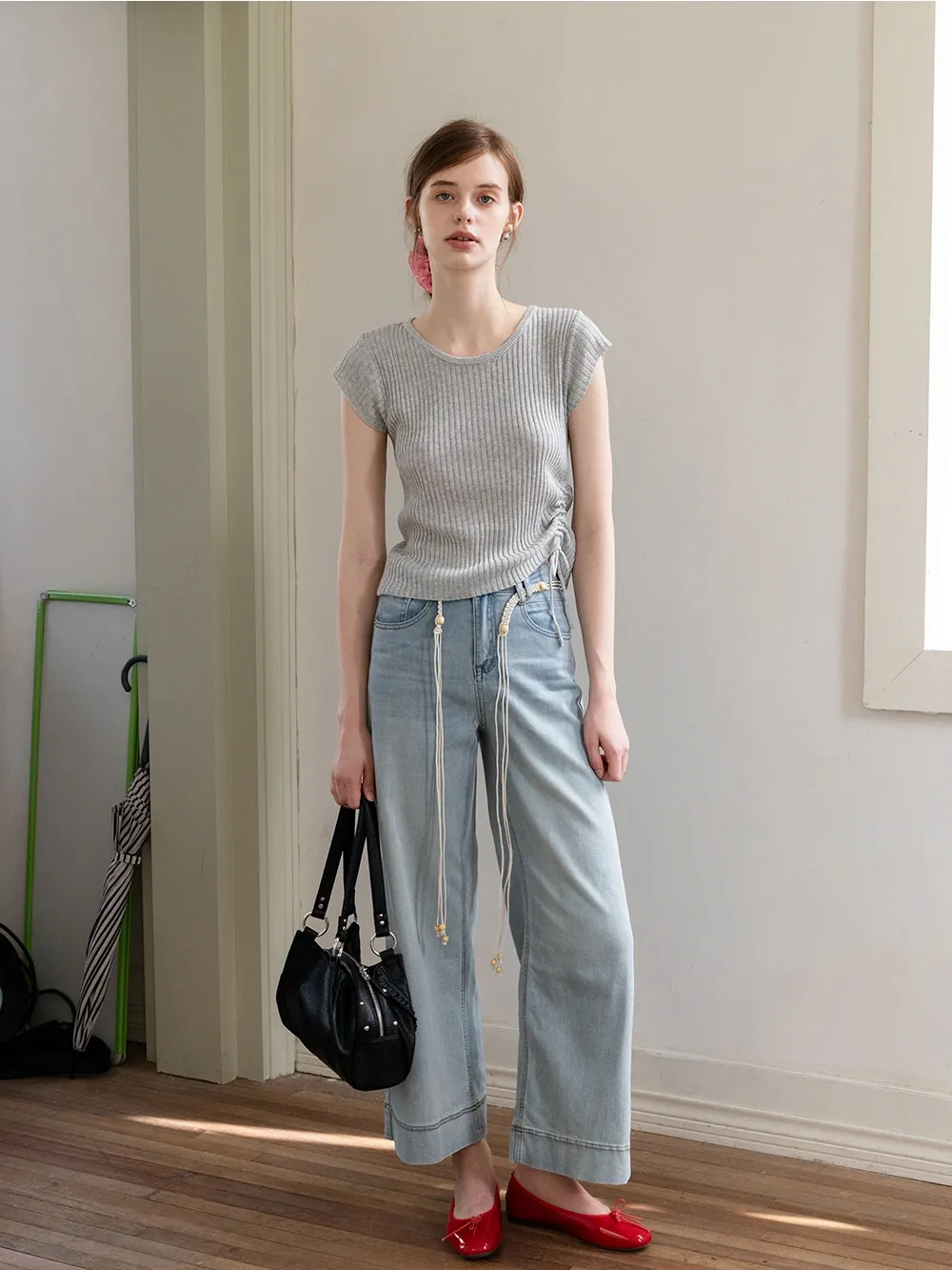 Women's Ribbed Tie-Side Top