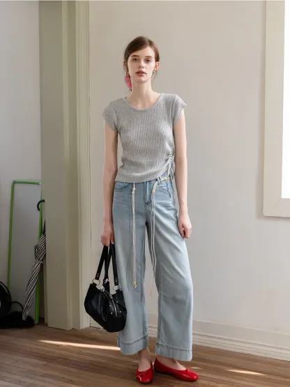 Women's Ribbed Tie-Side Top