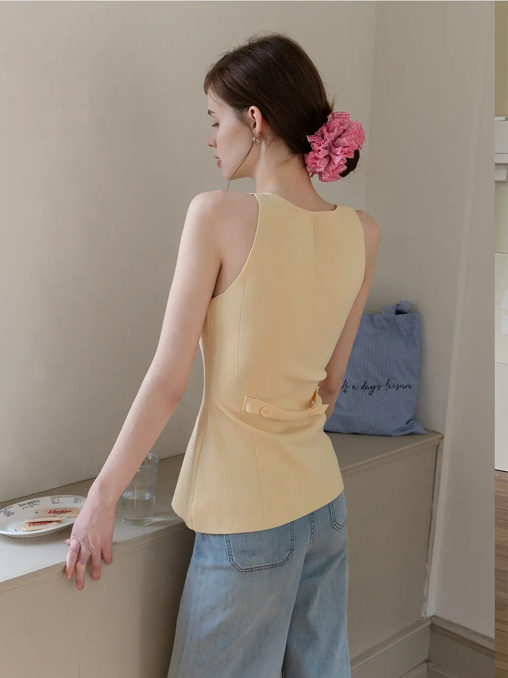 Women’s Button-Front Ribbed Tank Top