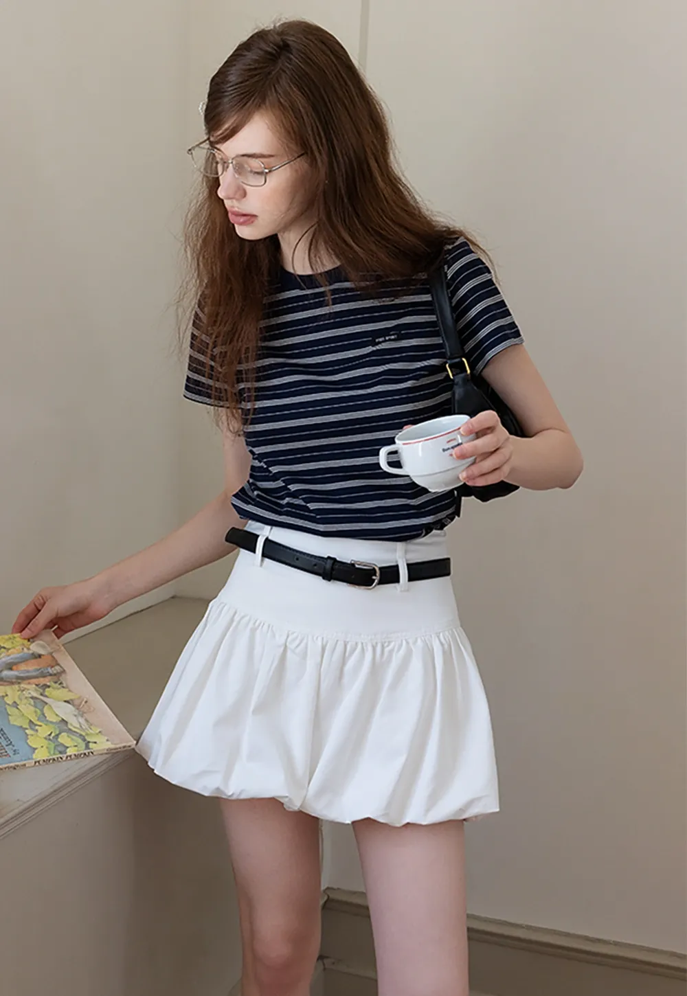 Ruffled Skirt with Belt for Women