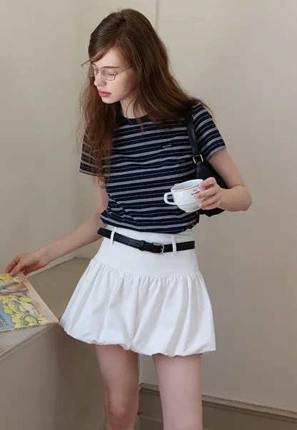 Ruffled Skirt with Belt for Women