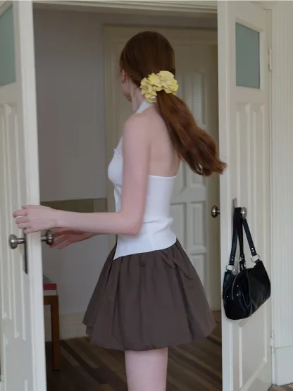 Drawstring Balloon Mini Skirt
