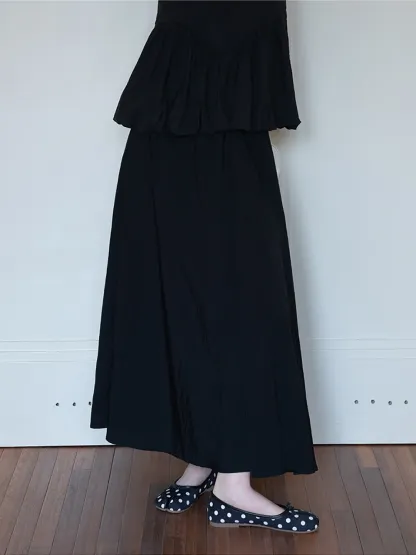 Women's High Waist Maxi Skirt with Flowing Hem