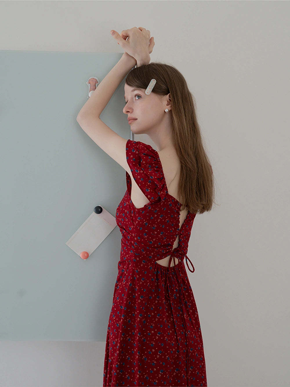 Floral Ruffle Sleeve Midi Dress