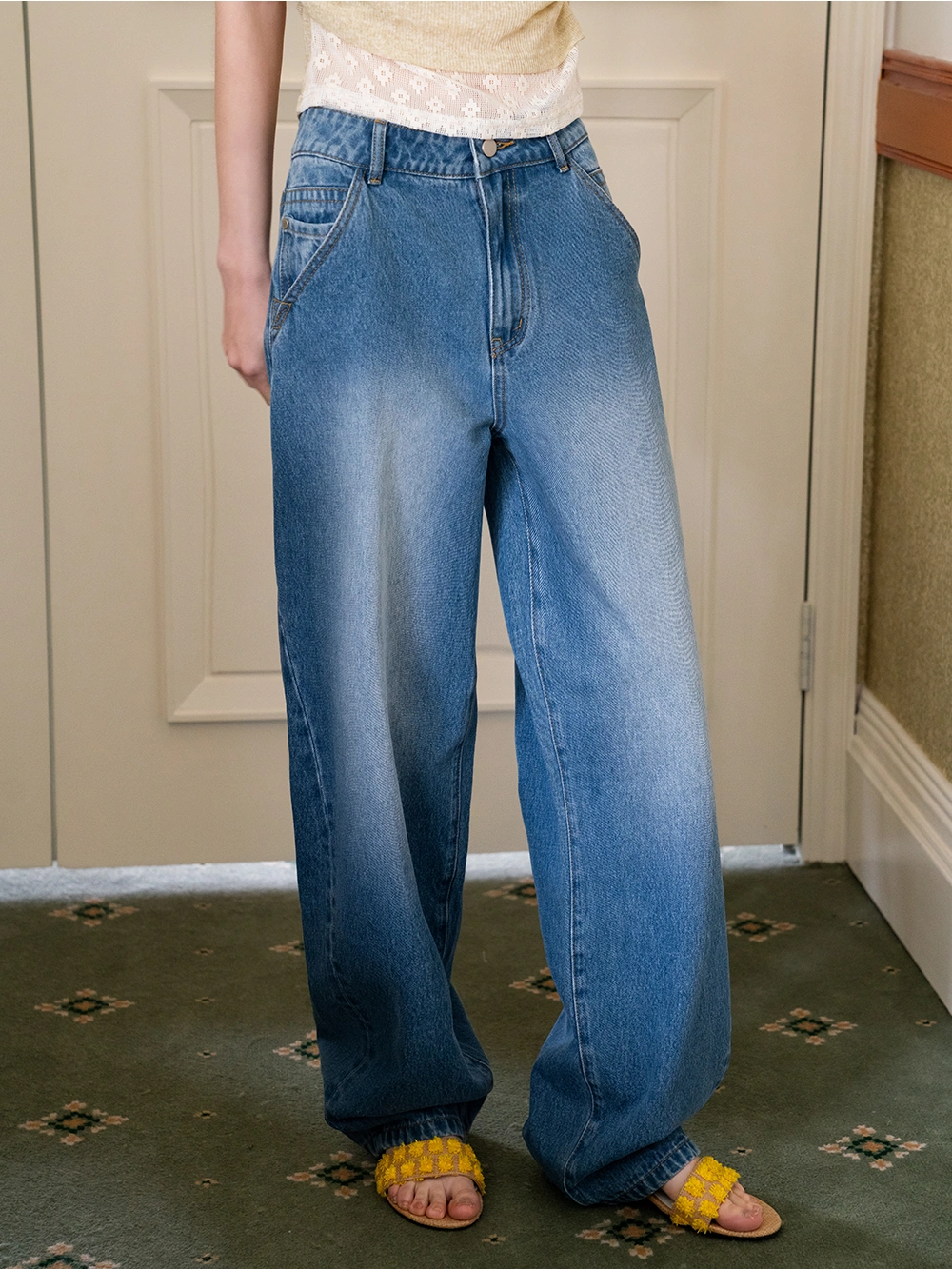 Women's High Waist Vintage Wide Leg Jeans