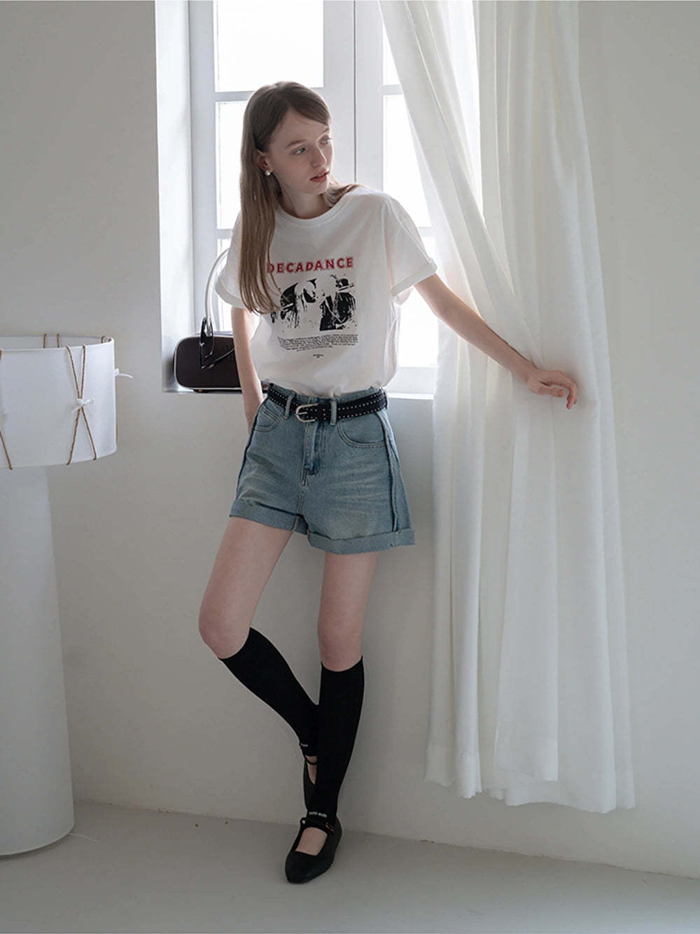 Cuffed Denim Shorts