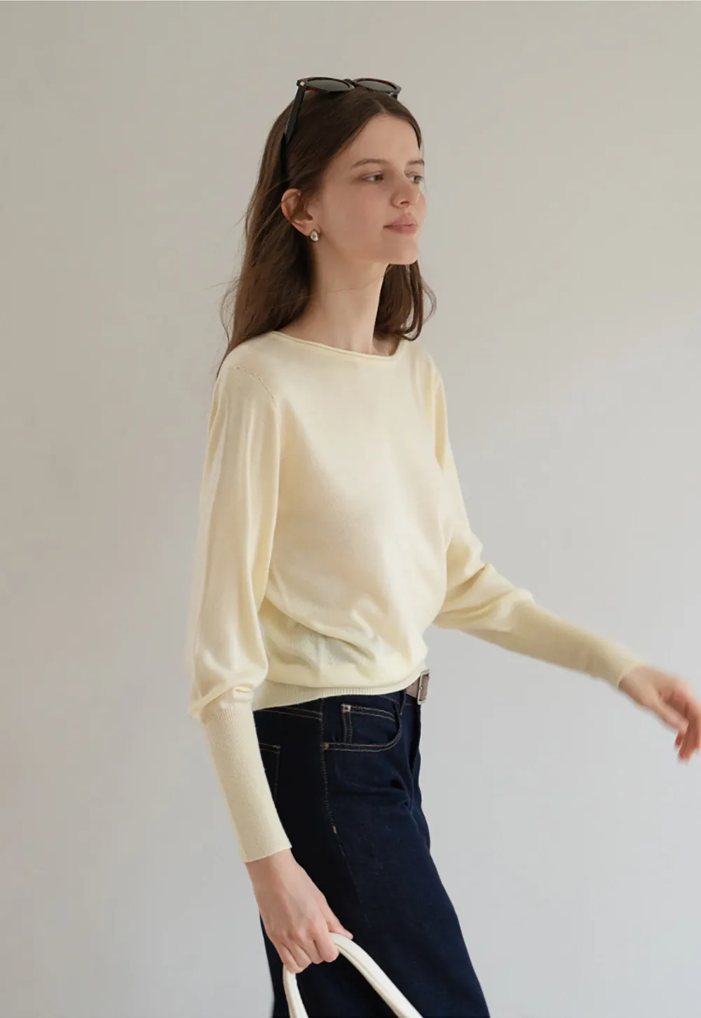 Women's One-Shoulder Long Sleeve Knit Top