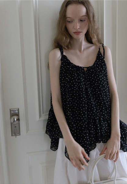 Polka Dot Ruffle Hem Cami Top