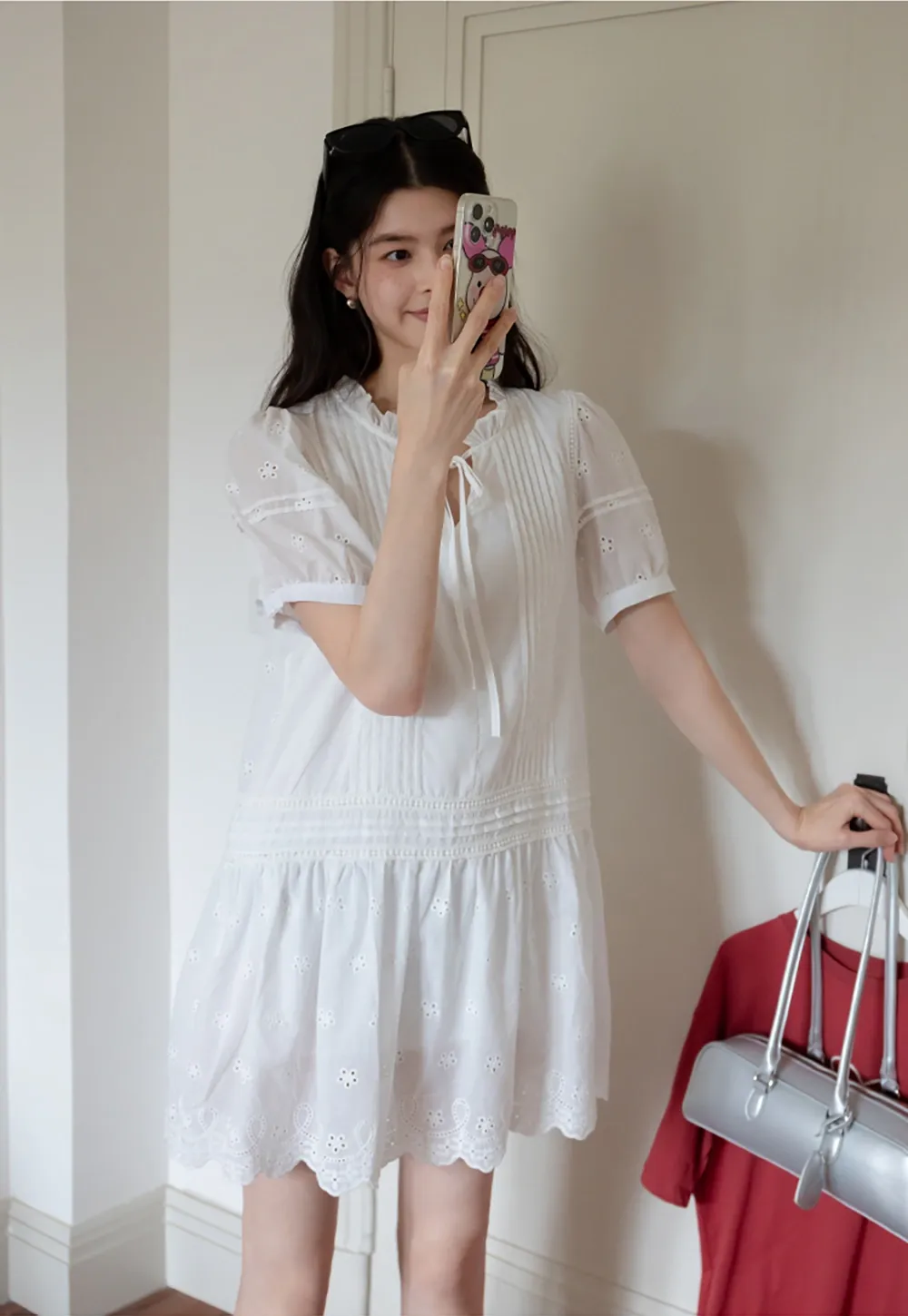 Women’s Eyelet Lace Babydoll Tunic