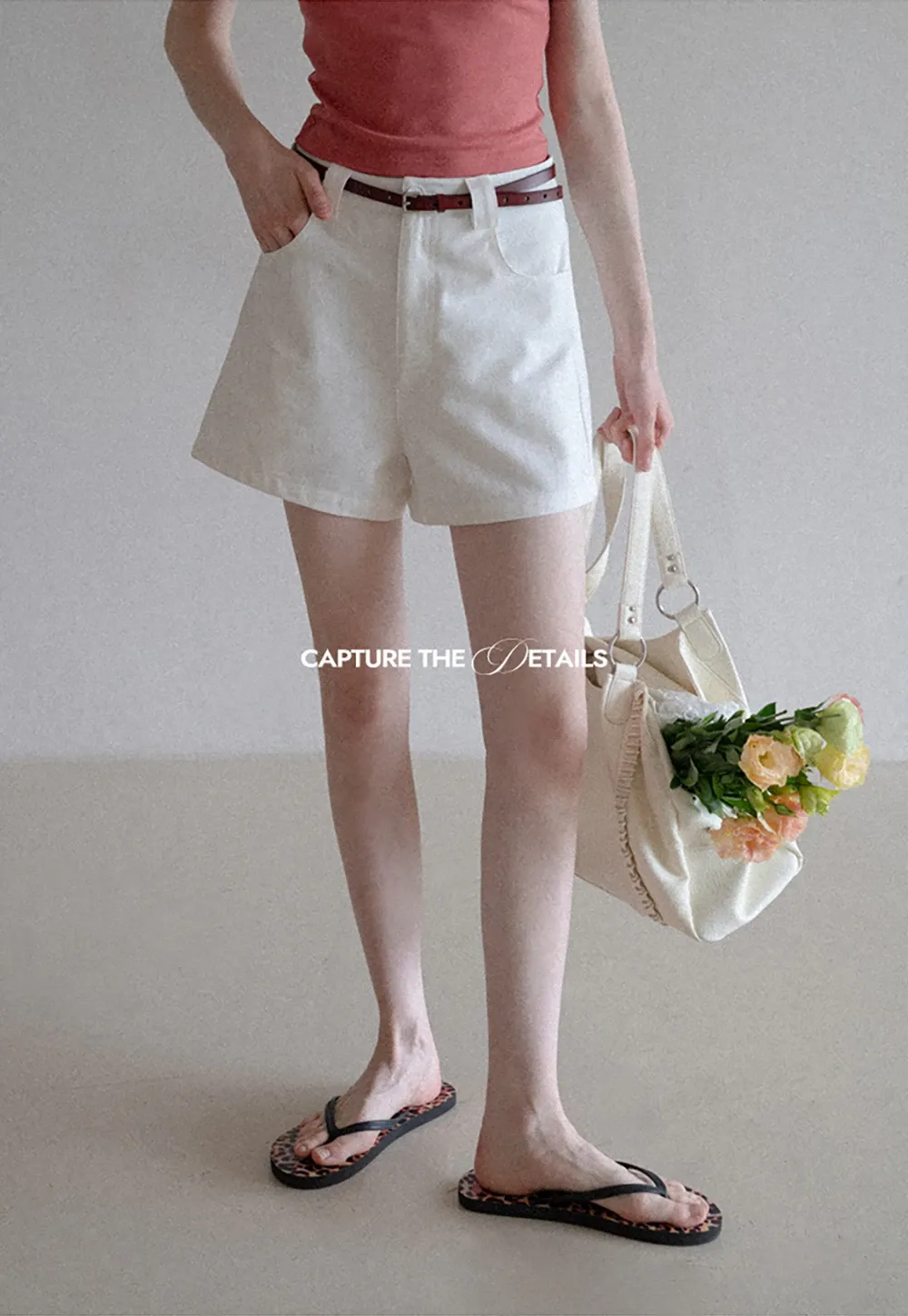 Women’s Belted High-Waist Cotton Shorts