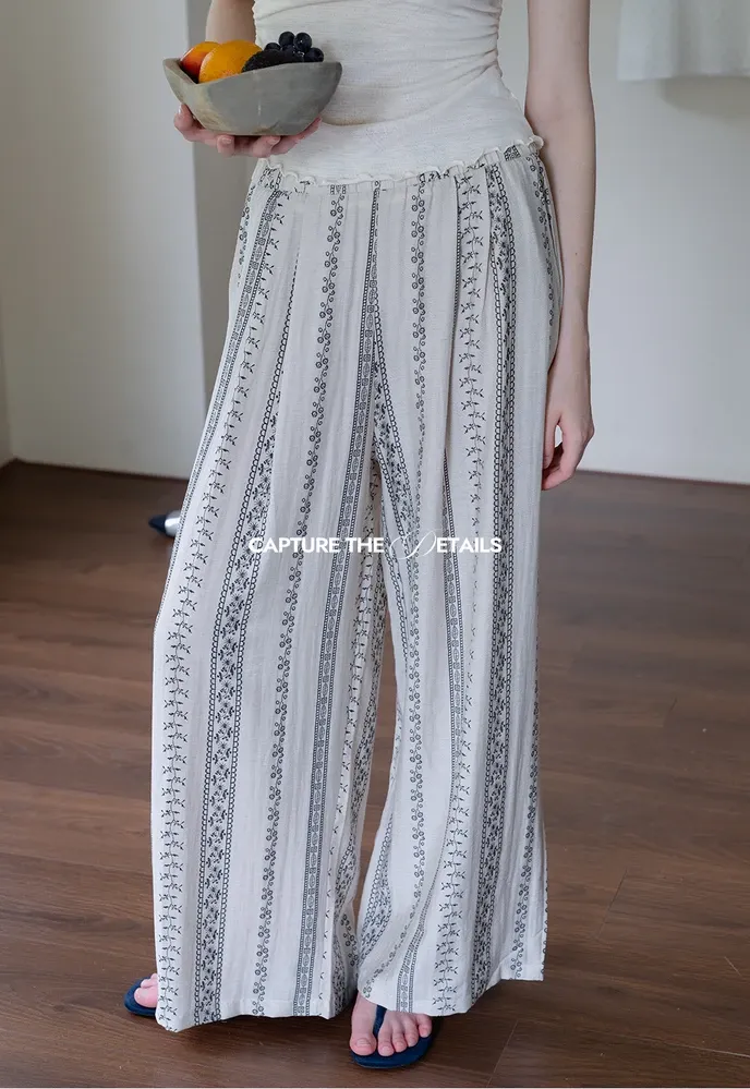 Women’s Boho Stripe Wide-Leg Palazzo Pants