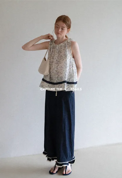 Lace Hem Wide Leg Jeans