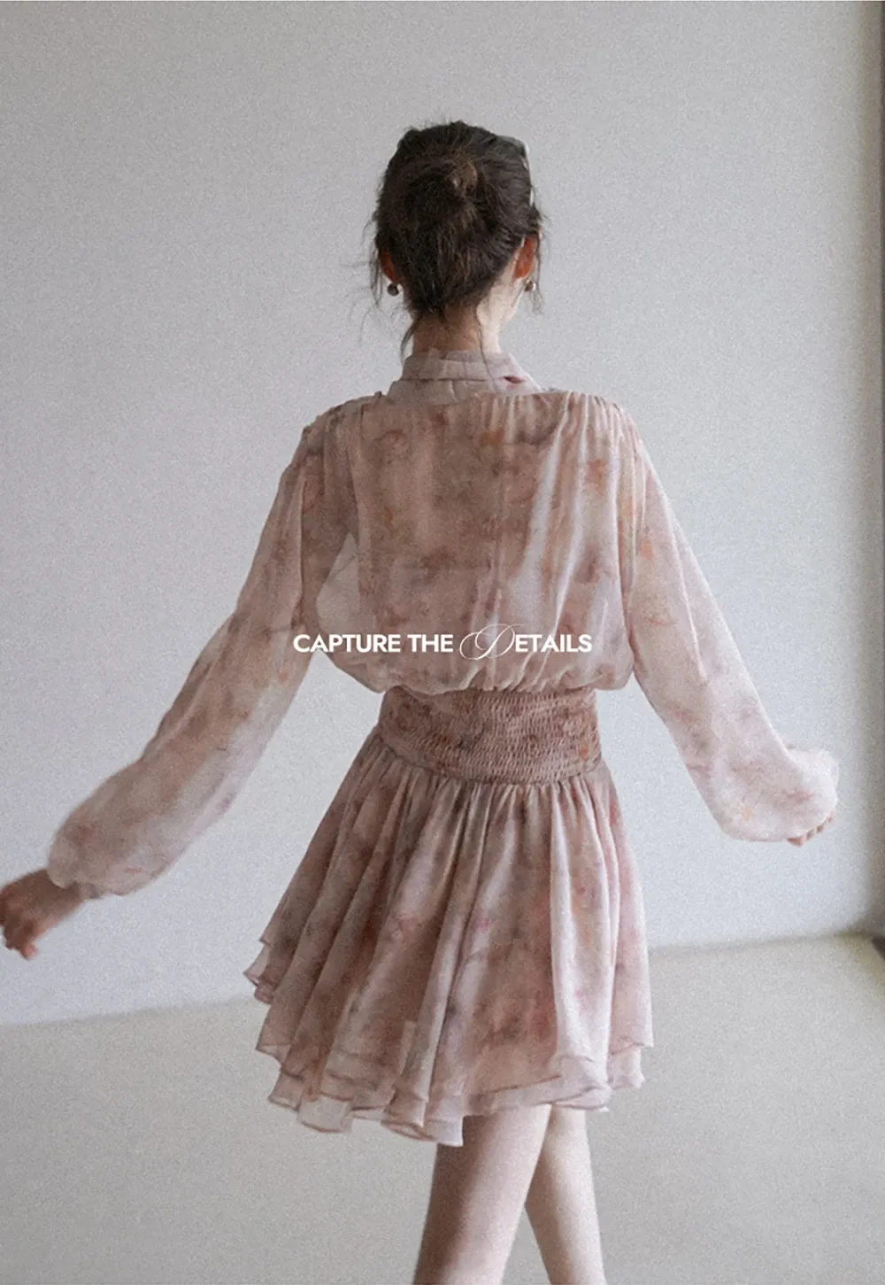 Romantic Floral Layered Dress with Belted Waist