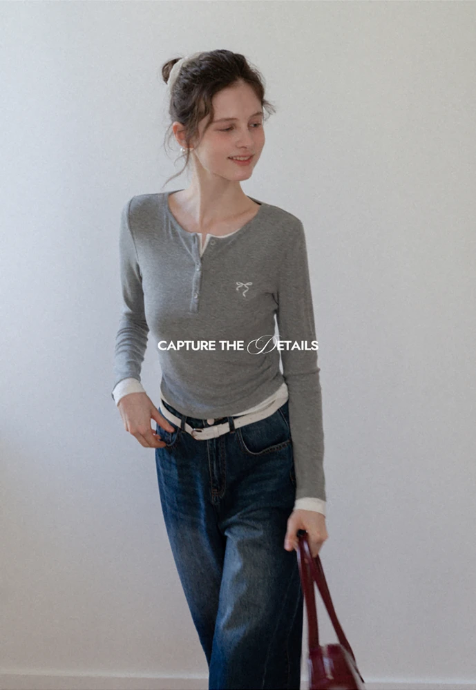 Ruched Henley Crop Top