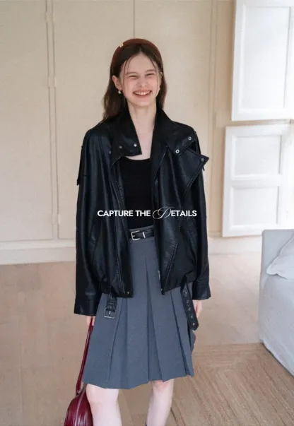 Belted Pleated Mini Skirt