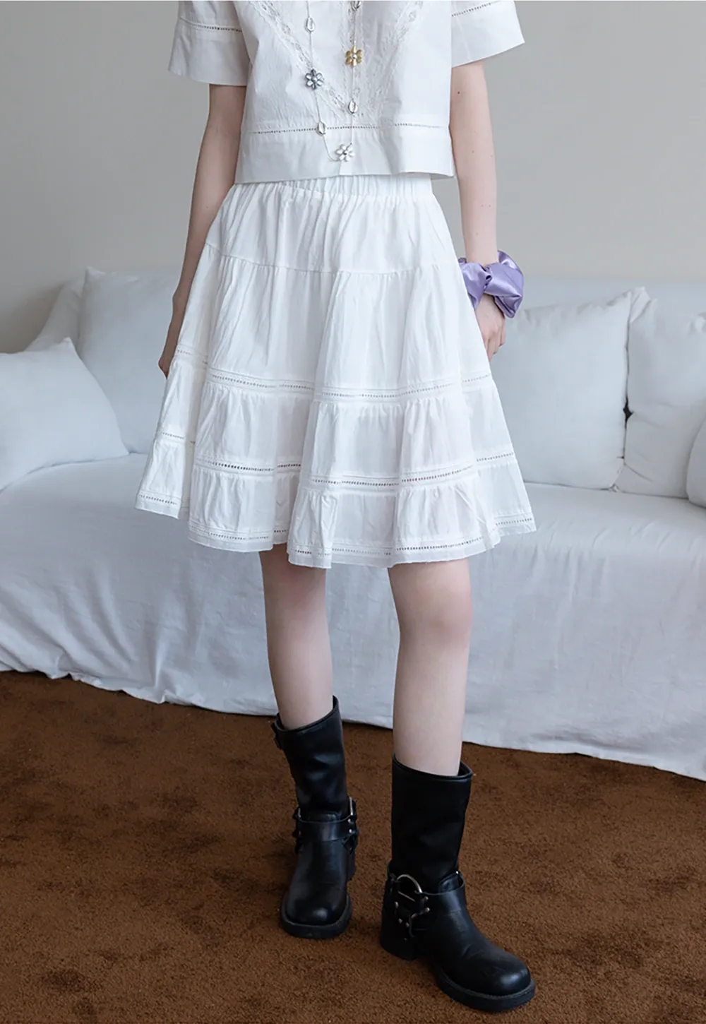 Women's Tiered A-Line Midi Skirt