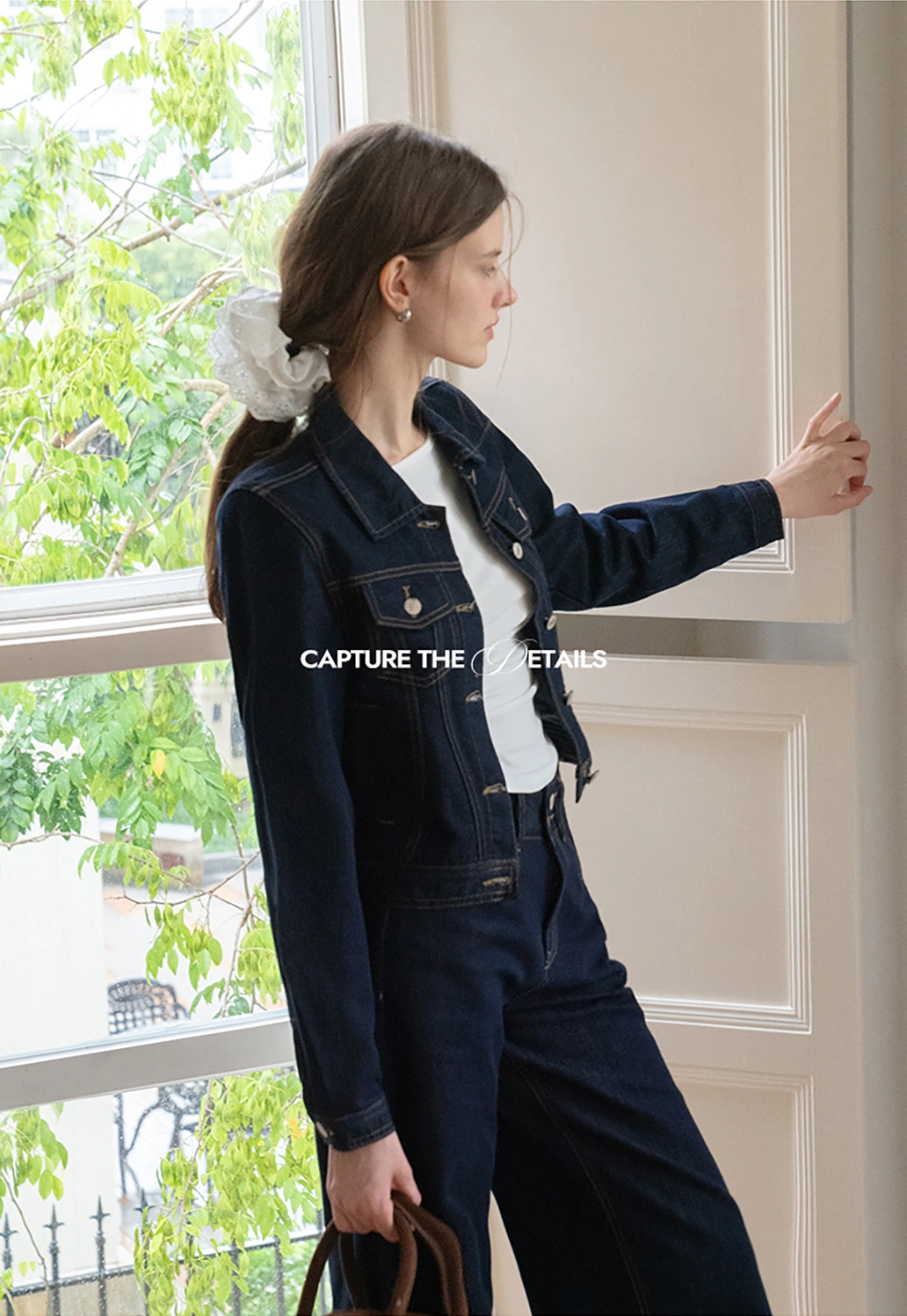 Womens Denim Jacket and Wide Leg Jeans Set