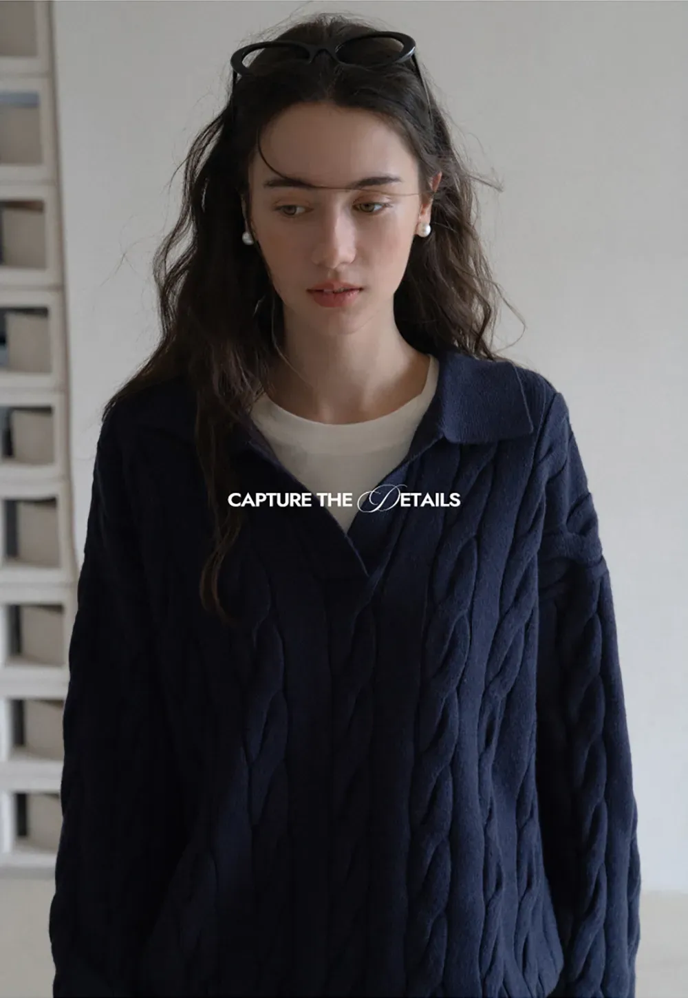 Cable Knit Polo Sweater