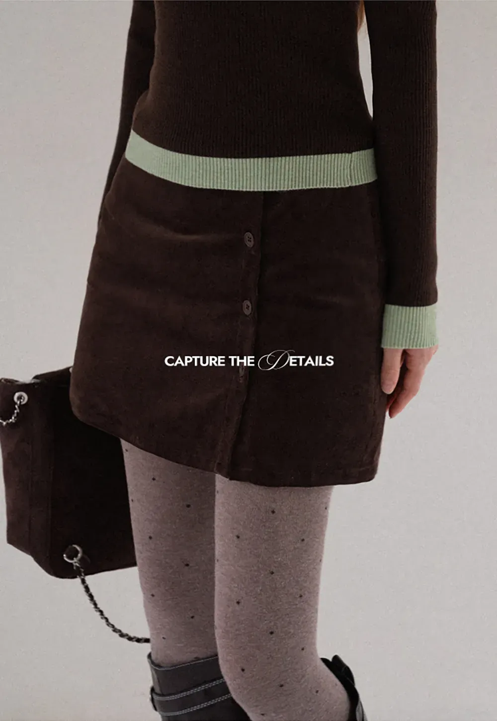 Corduroy Button Front Mini Skirt