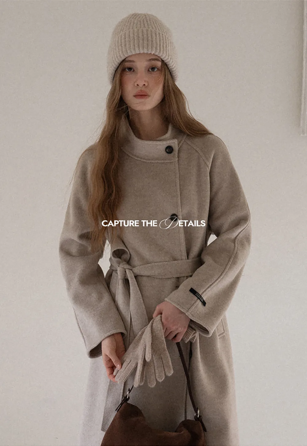 Wool Blend Belted Coat with Scarf Detail