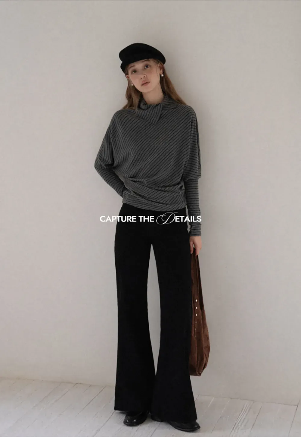 Striped High Neck Relaxed Fit Top