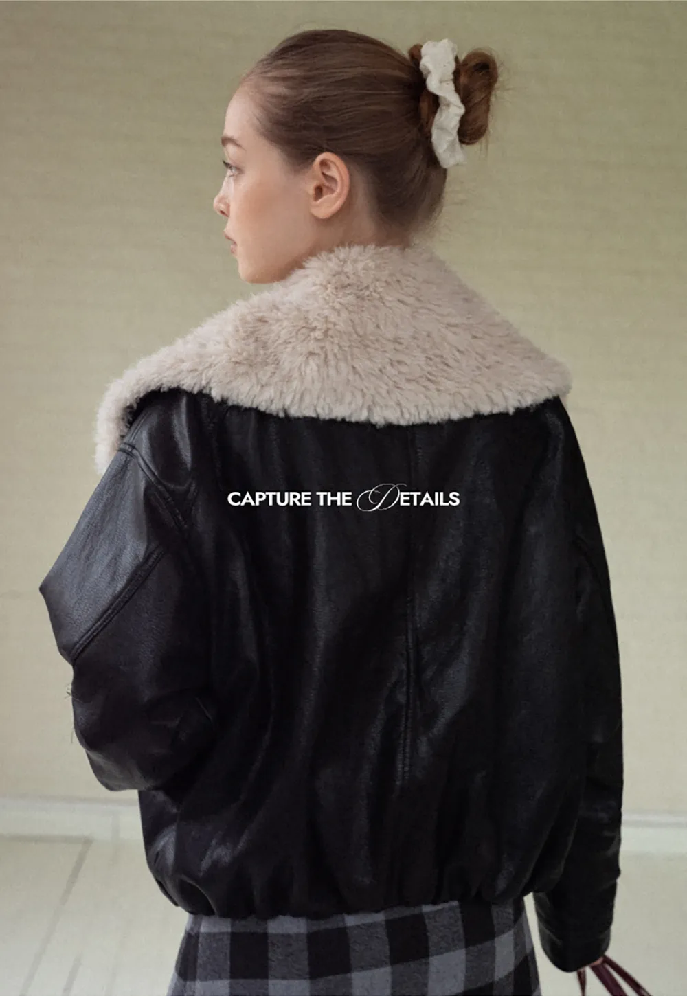 Faux Leather Jacket with Faux Fur Collar