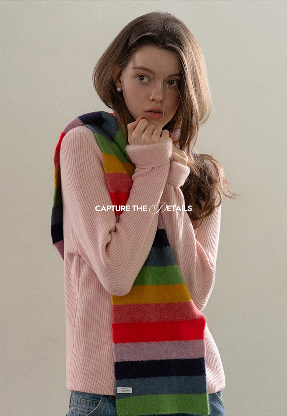 Stand-Collar Ribbed Fleece Knit Top