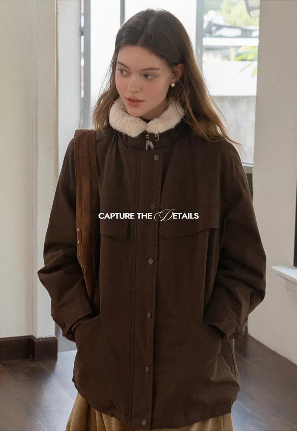 Faux Shearling Collar Utility Jacket