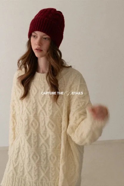 Cable Knit Diamond Pattern Sweater