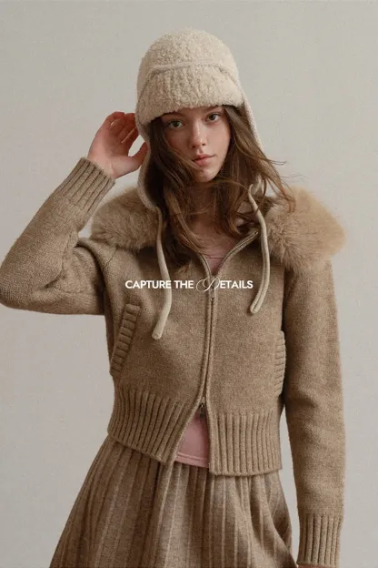 Zip Sweater and Pleated Skirt Combo