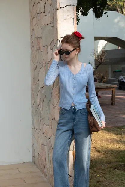 Ribbed Long Sleeve Knit Top