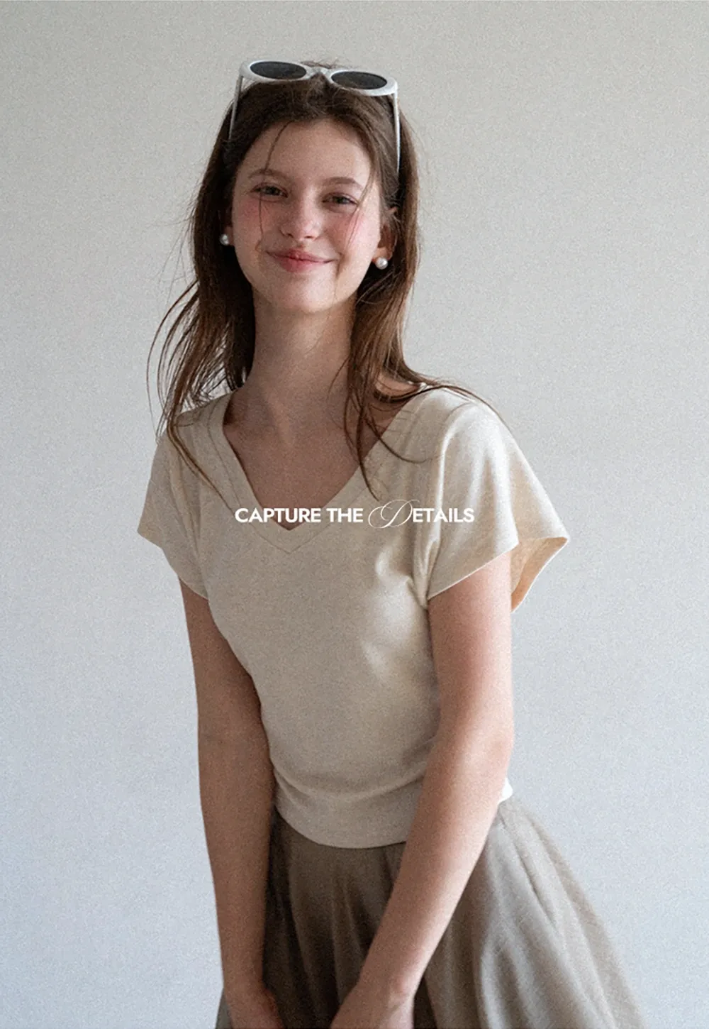 Side Ruched V Neck Short Sleeve T Shirt