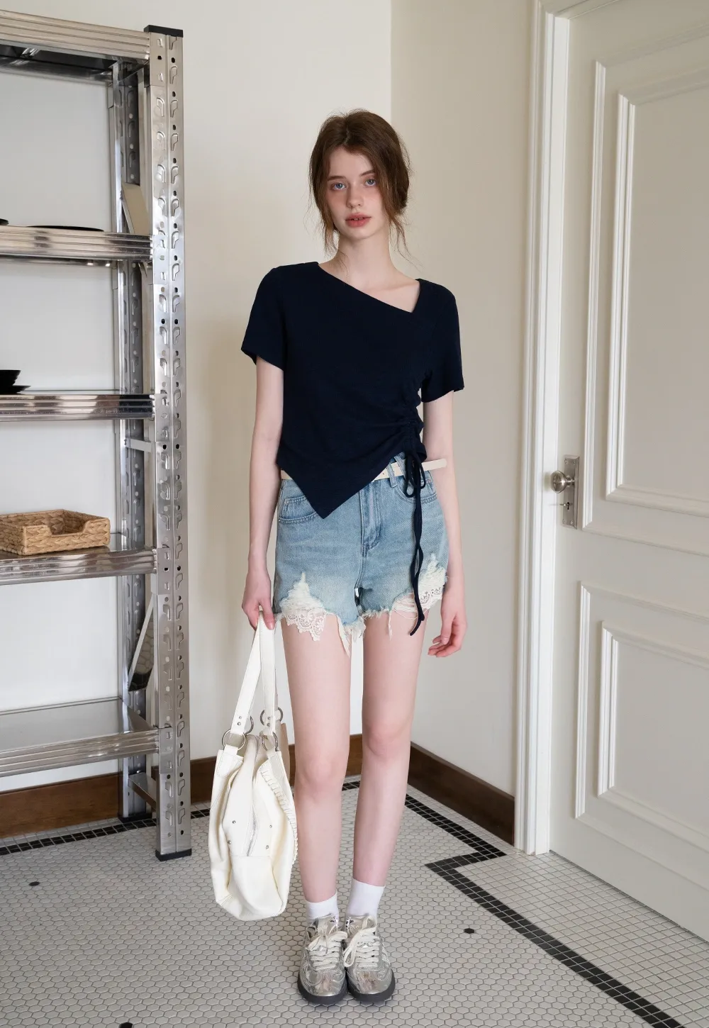 Asymmetrical Ruched Crop Top
