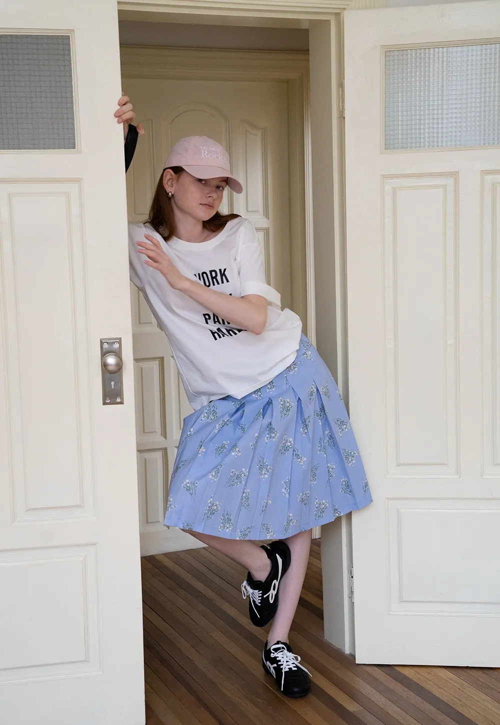 Floral Pleated Midi Skirt