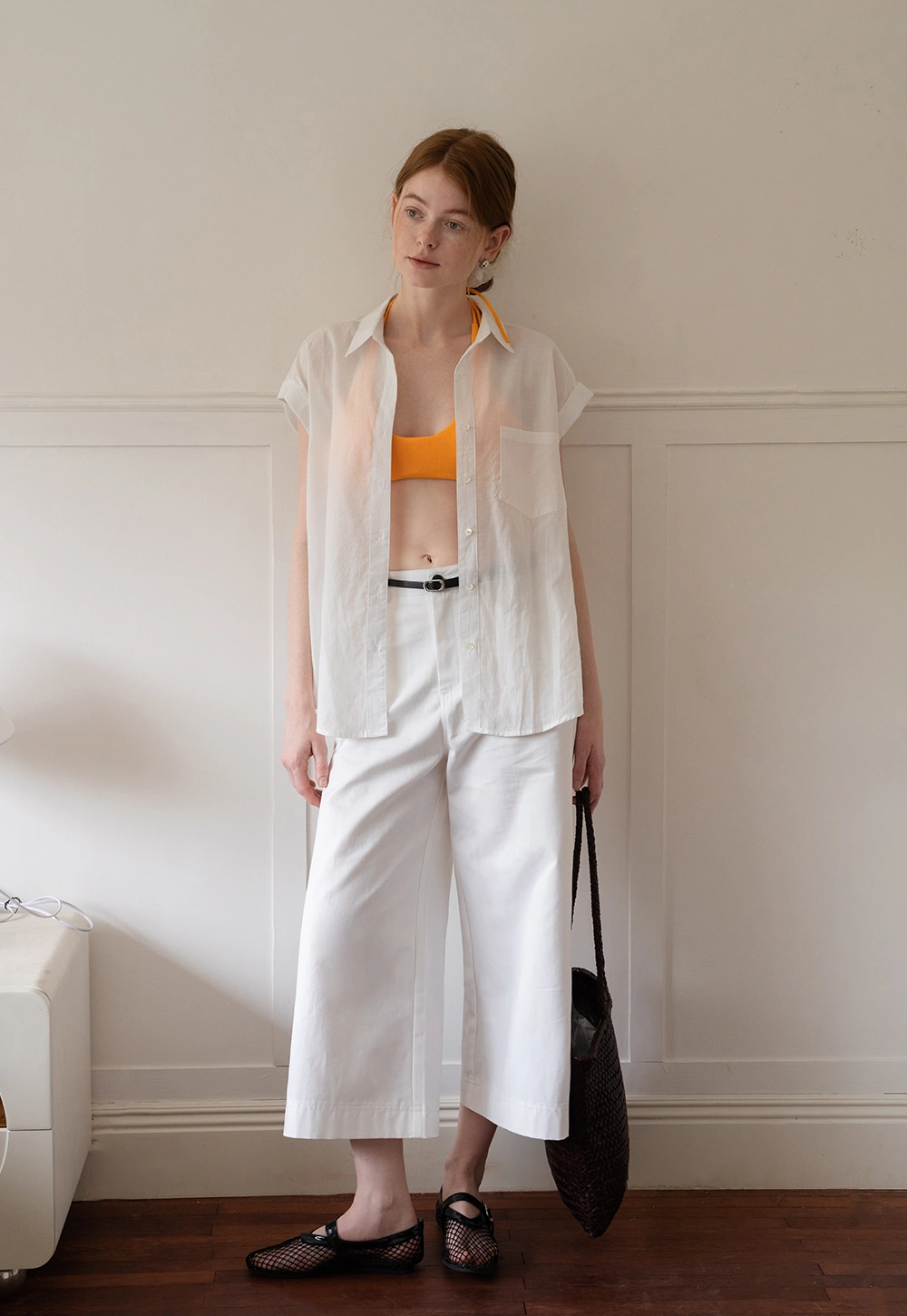 Cap Sleeve Button-Down Shirt