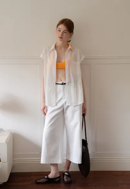 Cap Sleeve Button-Down Shirt
