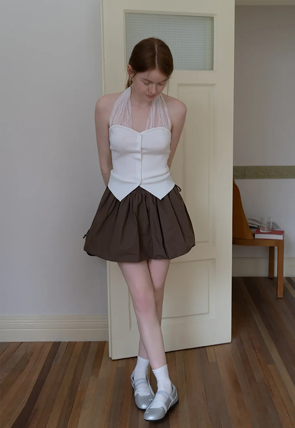 Drawstring Balloon Mini Skirt